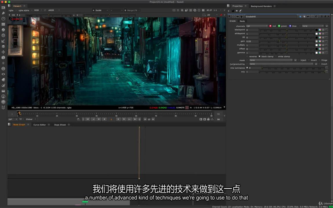 nuke视频特效调色灯光教程高级颜色校正技术场景合成融合中文字幕