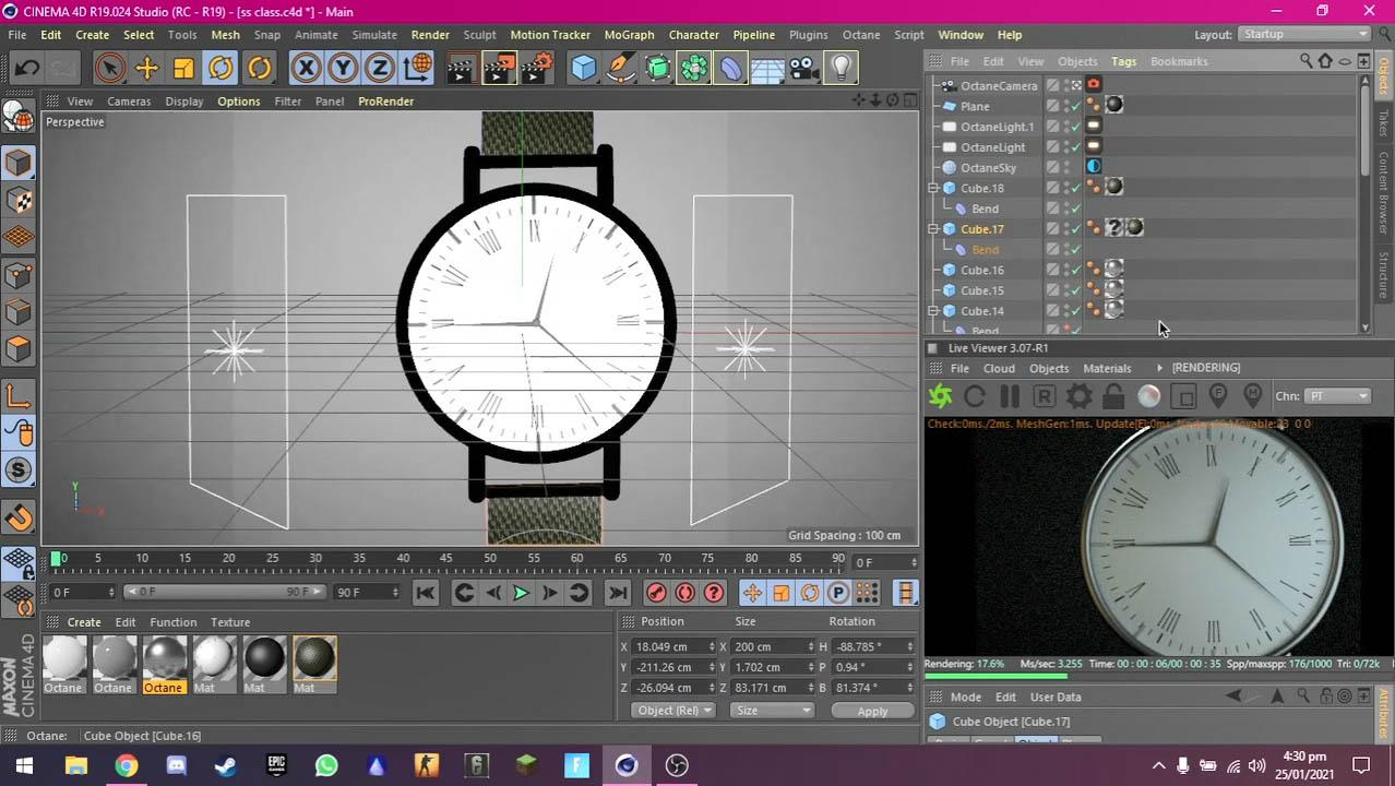 C4D手表材质灯光Octane渲染教程 Skillshare Modelling Texturing and Lighting a VERY EASY and REALISTIC Watch in Cinema 4D and Octane