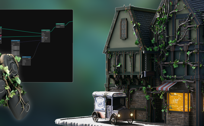 Udemy – Blender 4几何节点藤蔓制作